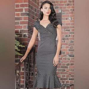 Stop Staring Polka Dot Dress, Black/Grey, Size 16, NWT